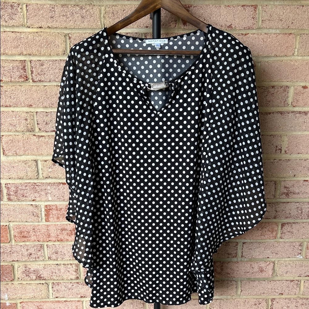Notations Black and White Polka Dot Blouse